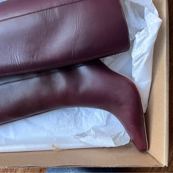 Reformation River knee high boots in ruby  Sz 7.5 new in box - Picture 10 of 16